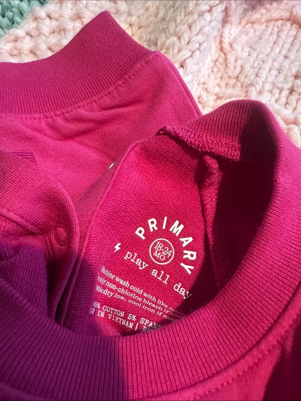 Kids Crewneck Sweatshirt Long Sleeve Button Onsies - Pink and Lavender
